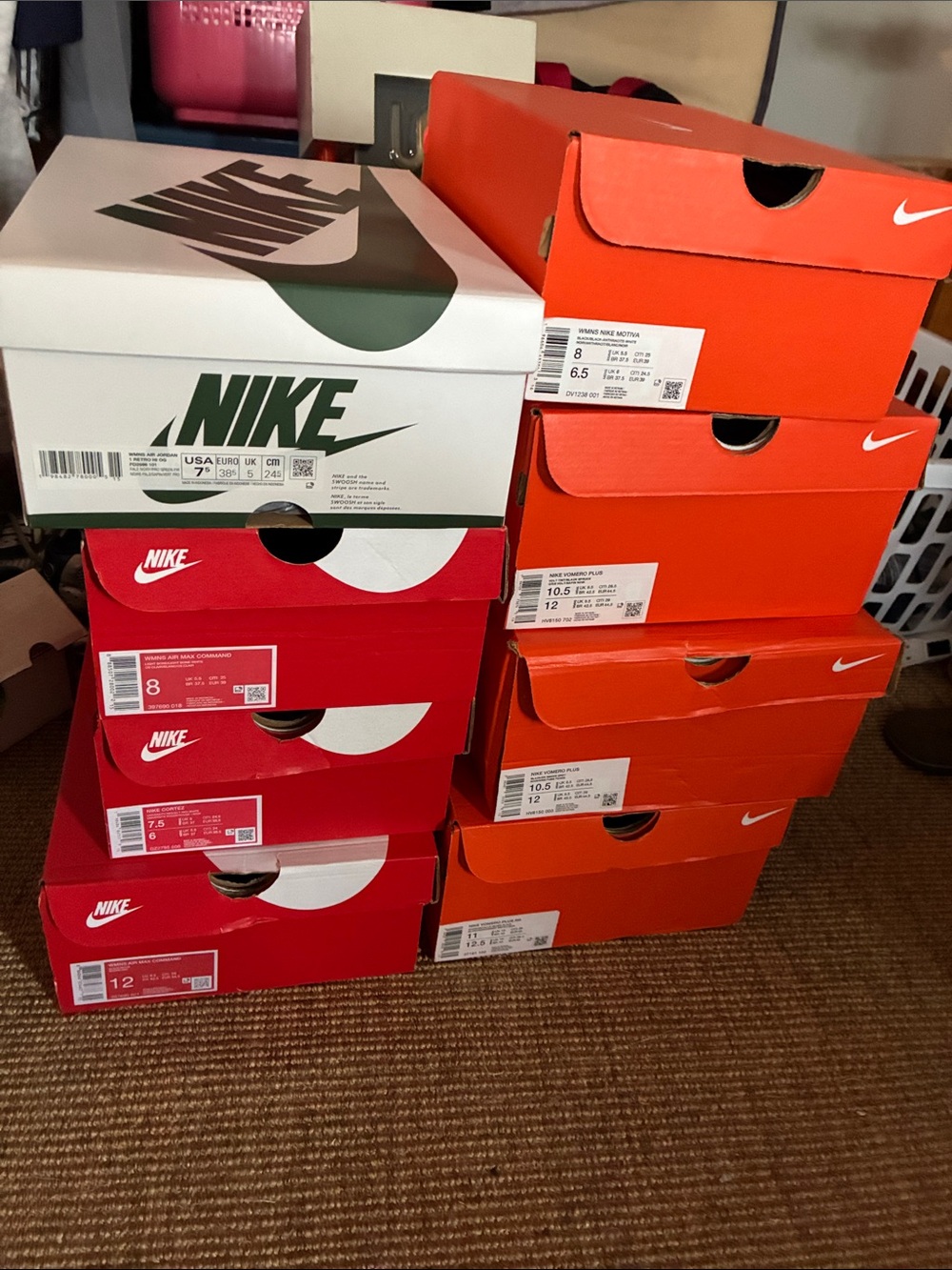 Nike Shoe Box Collection in Red, Orange & Green Accent(LOT OF 8)